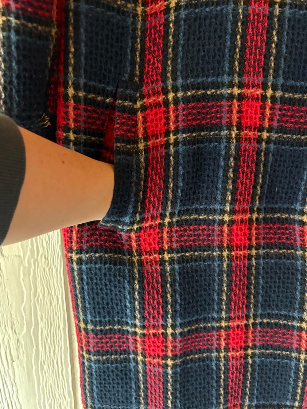 Jack by BB Dakota Plaid Textured Car Coat Frayed Trim XS - Picture 8 of 8